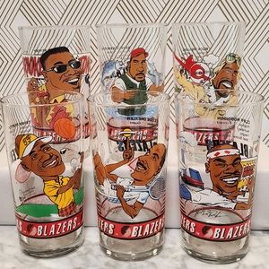 Trail Blazers 1992-93 NBA - Dairy Queen 6 Collectible Glasses - Vintage